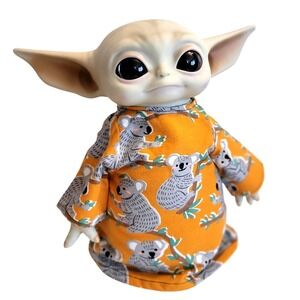 Koala Bears Outfit for 11" Grogu Baby Yoda Mattel Dolls- Flannel Clothes- Orange
